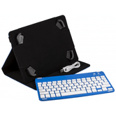 FUNDA TABLET UNIVERSAL 9"-10.1" GRIPCASE + TECLADO  BLUETOOTH AZUL SILVER HT