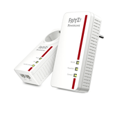 AVM FRITZ!Powerline 1260E WLAN Set International, Pareja de adaptadores PLC hasta 1200 Mbps, Base Wi-Fi AC+N