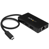 3Port USB C Hub GbE C to A - Power Adapt