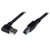 1m Black USB 3 Cable Right Angle A to B
