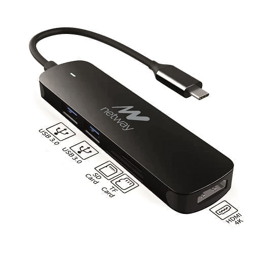 HUB USB 3.0 Ladron de 4 Conectores para Ordenador Fijo PC Mesa Portatil  Negro