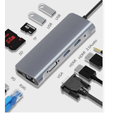 ZEROMAX Dock USB-C 10 en 1 ZM-BYL2120 Type-C 2 x HDMI 4K, LAN Gigabit