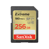 SANDISK EXTREME 256GB SDXC MEMORY CARD + 1 YEAR RESCUEPRO DELUXE UP TO 180MB/S & 130MB/S READ/WRITE SPEEDS, UHS-I, CLASS 10, U3, V30