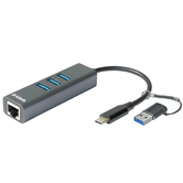 USB-C/USB TO GIGABIT ETHERNET ADAPTER WITH 3 USB 3.0 POR TS