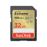 SANDISK EXTREME PLUS 32GB SDHC MEMORY CARD + 2 YEARS RESCUEPRO DELUXE UP TO 100MB/S & 60MB/S READ/WRITE SPEEDS, UHS-I, CLASS 10, U3, V30