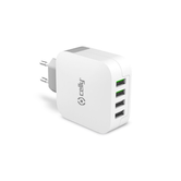 CELLY CARGADOR RED SALIDA 4 8A Y 4 PUERTOS USB BLANCO