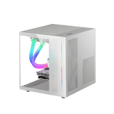 CAJA MICROATX MASR GAMING MC-VIEW WHITE FRONTAL Y LATERAL DE CRISTAL TEMPLADO CONTINUO DOBLE CAMARA SIN FUENTE NI VENTILADORES