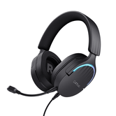 HEADSET TRUST GAMING GXT 490 NEGRO FAYZO 24900 USB 7.1 MICROFONO DESMONTABLE Y FLEXIBLE ILUMINACION RGB AURICULARES GIRATORIOS