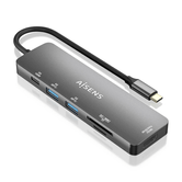 AISENS USB C Dock 6 EN 1  USB C a 1xHDMI  2xUSB A  1xUSB C PD 100W  1xSD  1xMicro SD  Gris  15cm