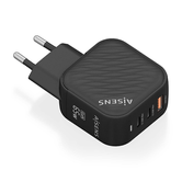 AISENS Cargador GaN 65W  2xUSB C PD3 0 QC4 0  1xUSB A QC3 0  Negro