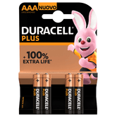 Pila duracell alcalina plus aaa blister con 4 unidades