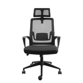 SILLA ERGONOMICA MARS GAMING MGCERGOLITEBK NEGRA CON DETALLES EN NEGRO RESPALDO EN MALLA TRANSPIRABL