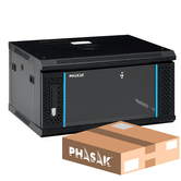 Caja PHASAK  Mural Rack PHASAK Pro 19" 6U Desmontado - Envio Flat Pack - PHO 2106D  Negro