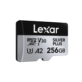 LEXAR 256GB LEXAR HIGH-PERFORMANCE SILVER PLUS MICROSDXC UHS-I, UP TO 205MB/S READ 150MB/S WRITE C10 A2 V30 U3,WITH ADAPTER