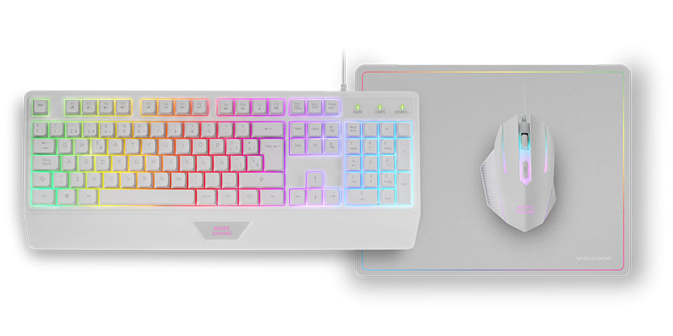 Mars Gaming MCP124PRO Gaming-Combo 4in1 – RGB-Tastatur, Maus, Headset & Mauspad, Multiplattform