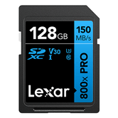LEXAR 128GB PROFESSIONAL 800X PRO SDXC UHS-I CARDS,  UP TO 150MB/S READ 45MB/S WRITE C10 V30 U3