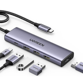 HUB 5 IN 1 USB C TO HDMI + 3USB 3.0A + PD UGREEN