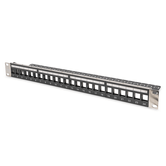 DIGITUS Modular Patch Panel  shielded 24-port  Blank  1U  Rack Mount  color black transparent label fields