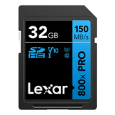 LEXAR 32GB PROFESSIONAL 800X PRO SDHC UHS-I CARDS,  UP TO 150MB/S READ, C10 V10 U1