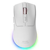 MOUSE MARS GAMING WIRELESS Y BLUETOOTH MMT3 RGB BASE DE RECARGA MAGNETICA 14400 DPI COLOR BLANCO