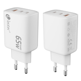 LEOTEC CARGADOR 65W GaN Ultra Slim 2 USB C PD+1 USB A blanco (compatible con Apple y Samsung)