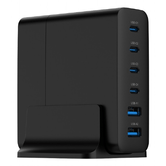 CARGADOR RAPIDO GEMBIRD USB GAN DE 6 PUERTOS 75 W NEGRO