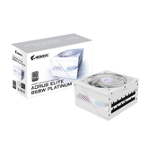 Fuente Alimentación 850W GIGABYTE  AORUS ELITE P850W ICE Fuente de Alimentación - PCIe 5.0, 80 PLUS Platinum, Diseño completamente modular, Venti