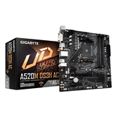 GIGABYTE AMD  A520M DS3H AC Placa Base - Procesadores AMD Ryzen Serie 5000, VRM de 5+3 fases, hasta 4733 MHz DDR5 (OC), 1xPCIe 3.0 M.2, LAN GbE, WIFI