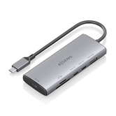 AISENS USB C Dock 6 en 1  USB C a 1xHDMI  1xUSB A 10G  2xUSB C 10G  1xSD  1xMicroSD  Gris  20cm