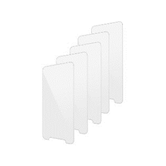 Set of five tempered glass screen protectors for MC3400 / MC3450 devices. Includes two alcohol wipes  one cleaning cloth and instructions.