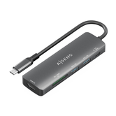AISENS USB C Dock 6 en 1  USB C A  1x HDMI  2x USB A  1x USB C PD 100W  1x SD  1x MicroSD  Gris  15cm
